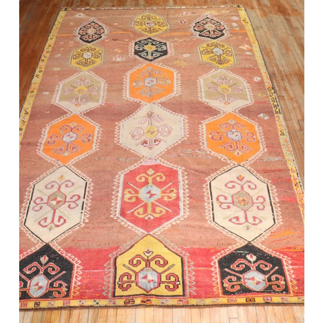 Zabihi Collection Geometric Odd Size Turkish Rug For Sale - Image 12 of 12