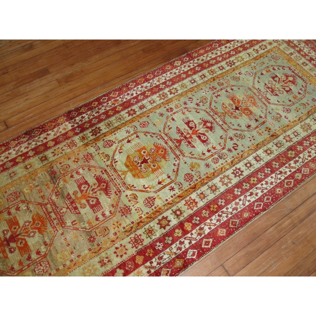 Folk Art Antique Zabihi Collection Turkish Sivas Runner - 3'3" x 9'1" For Sale - Image 3 of 8