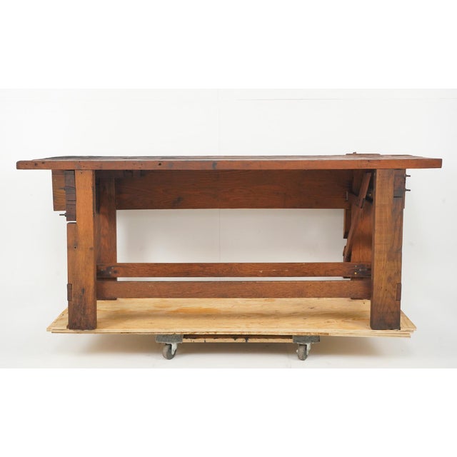 Vintage Hardwood Carpenter's Workbench With Vice For Sale - Image 10 of 10