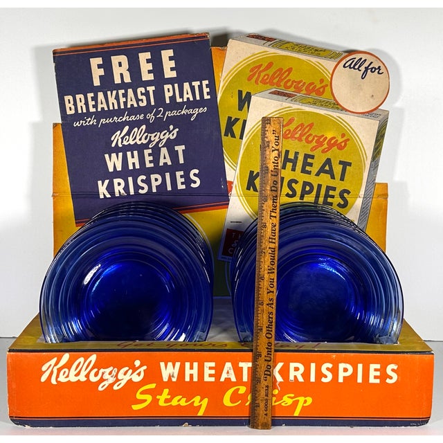 Kellogg's Cereal Display Advertisement With 'Moderntone' Depression Glass C. 1935-36 For Sale - Image 14 of 17