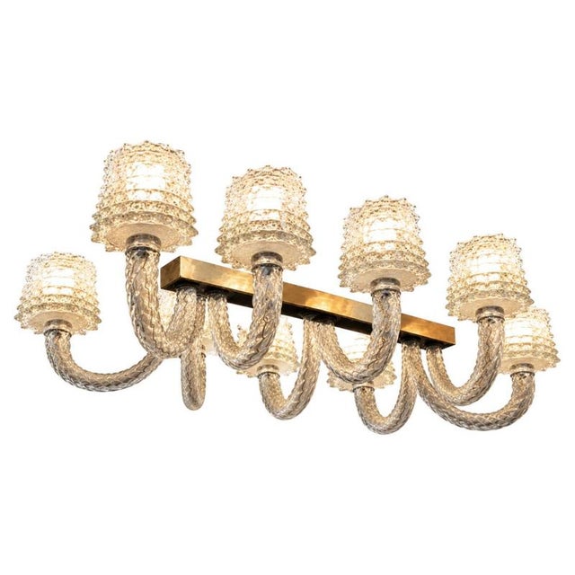 Mid-Century Italian Rostrato Murano Glass Chandelier from Ercole Barovier, 1940s For Sale - Image 13 of 13