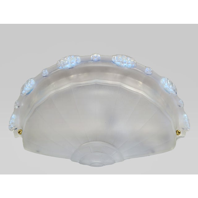 Metal French Art Deco Opalescent Glass Large Art Deco Wall Sconces by Vandamme & Ezan 1930s - A Pair For Sale - Image 7 of 13