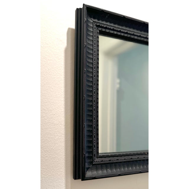 1950s Ebony Wood Framed Small Mirror Ready to Hang For Sale - Image 5 of 11