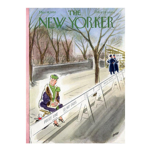 1950 Vintage New Yorker Magazine Cover, March 18, Leonard Dove Cover Art, St Patricks Day For Sale