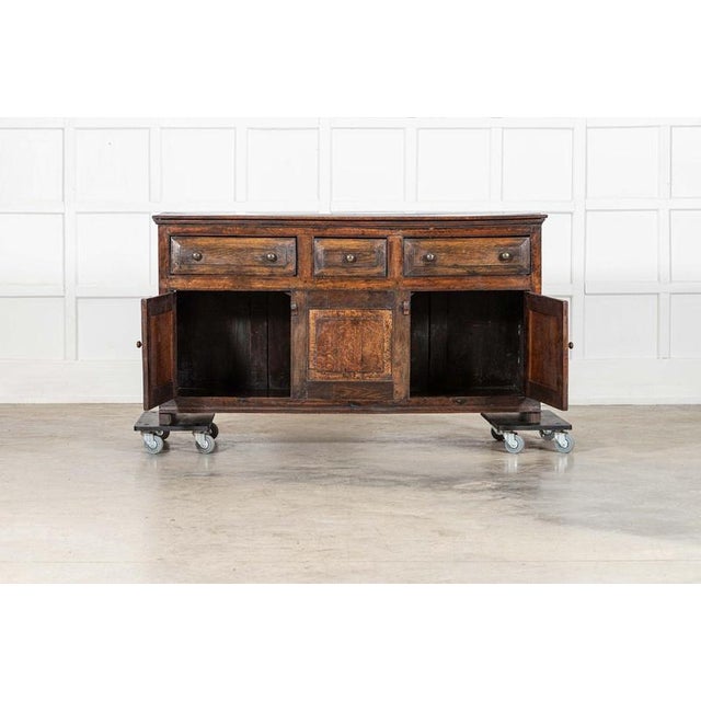 circa 1790 English 18thC Vernacular Oak Dresser Base W153 x D49 x H82 cm Weight 46Kg