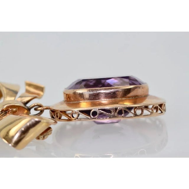 Contemporary Vintage Amethyst Rose Gold Pendant For Sale - Image 3 of 9