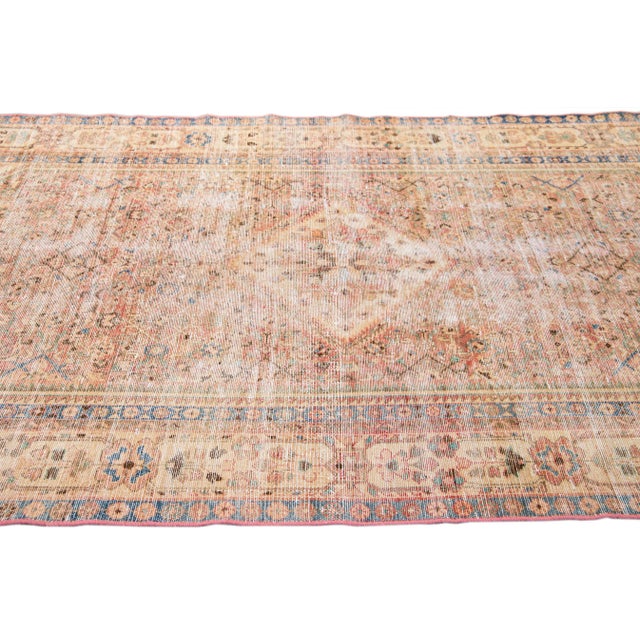 Vintage Malayer Handmade Persian Allover Pattern Pink Wool Rug For Sale In New York - Image 6 of 8