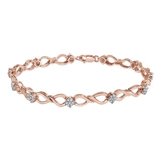 10K Rose Gold Plated .925 Sterling Silver 1/2 Cttw Diamond Infinity Link Tennis Bracelet (H-I Color, I2-I3 Clarity) -7” For Sale