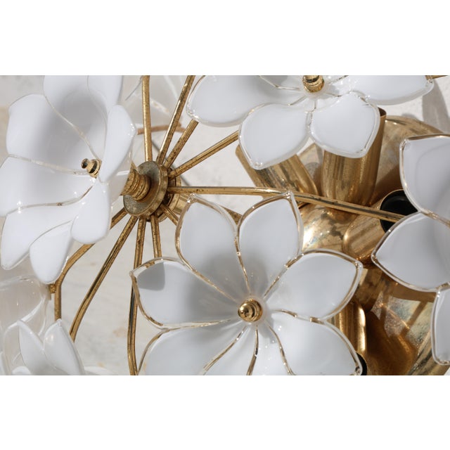 1980s Audrey Hepburn, Delicious Murano Glass Ceiling Light White Wall Light Flowers For Sale - Image 11 of 16