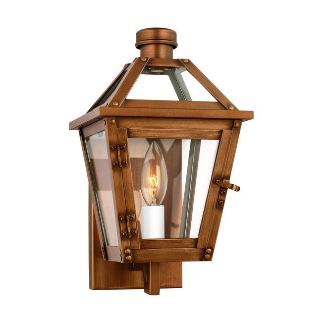 Traditional Chapman & Myers by Visual Comfort Studio Hyannis Extra Small Wall Lantern, Natural Copper For Sale - Image 3 of 5