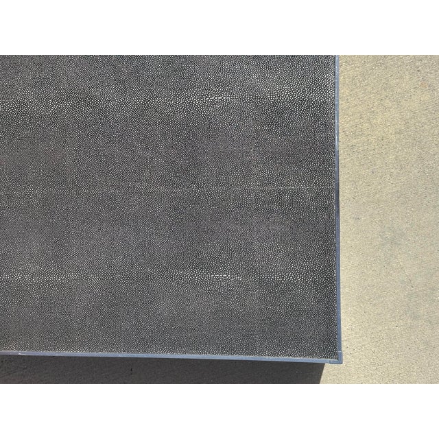 Restoration Hardware Shagreen Leather Square Coffee Table For Sale In San Diego - Image 6 of 8