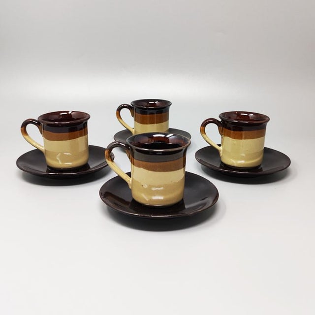 Italian Faenza Ceramic Handmade Coffee Set, 1970s For Sale - Image 6 of 7