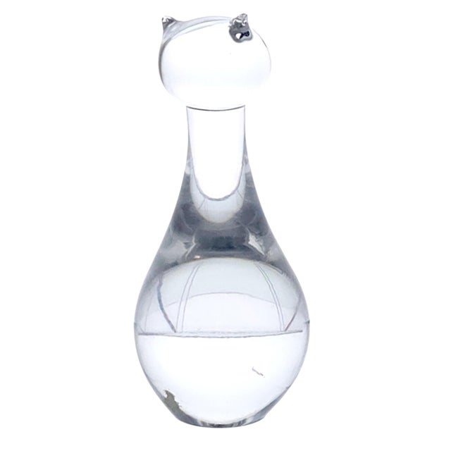 Fm Konstglas Swedish Stylized Sitting Cat Art Glass Figurine 4" For Sale - Image 4 of 8