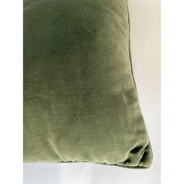 Green Vintage Grapevine Needlepoint and Velvet Accent Pillow For Sale - Image 8 of 8