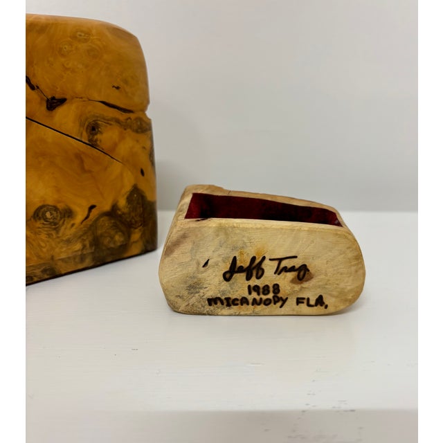 Rustic Handcrafted Burl Wood Jewelry Box by Jeff Trag, 1980s For Sale - Image 3 of 11