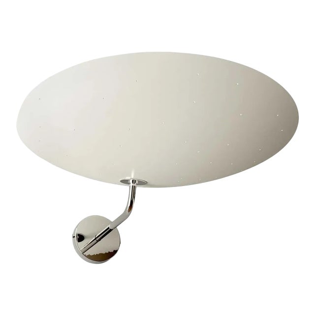 Pierre Disderot Model #2059 Large Perforated Wall Lamp in White and Chrome For Sale