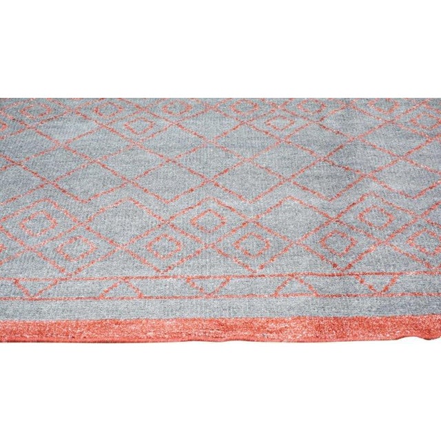 1990s Contemporary Geometric Hand Knotted Wool Rug, 7'10x10'4 For Sale - Image 5 of 6