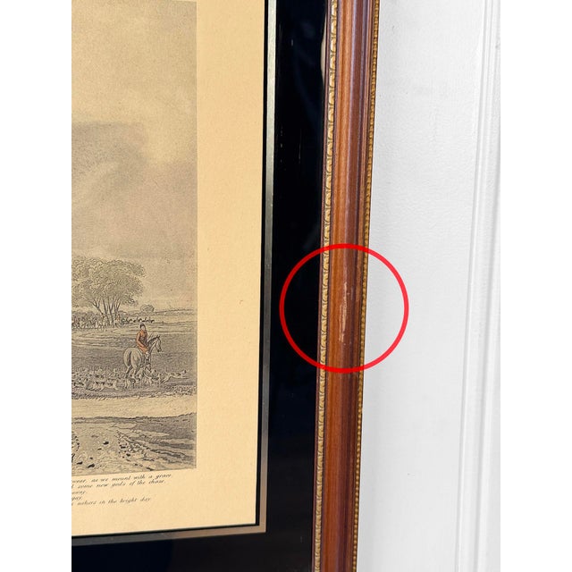Brown Antique English Fox Hunt Bachelor’s Hall Plate 1 Framed Art Lithograph For Sale - Image 8 of 9