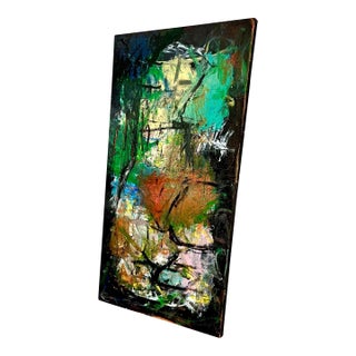 Large 48” X 24” Original Textured Abstract Expressionist Painting on Canvas For Sale
