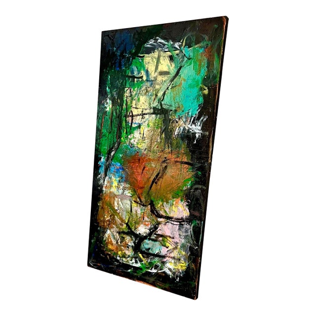 Large 48” X 24” Original Textured Abstract Expressionist Painting on Canvas For Sale