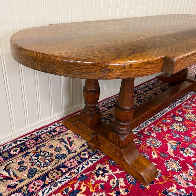 Antique French Country Dining Table Farmhouse Double Baluster Honey Oak 1930s For Sale - Image 12 of 18