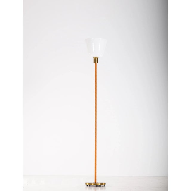 Metal Brass and Leather Floor Lamp from Nordiska Kompaniet, 1950s For Sale - Image 7 of 10