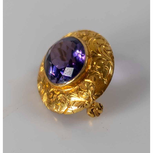 Late 19th Century 19th Century American Victorian 14k Gold Pin With Amethyst Stone For Sale - Image 5 of 9