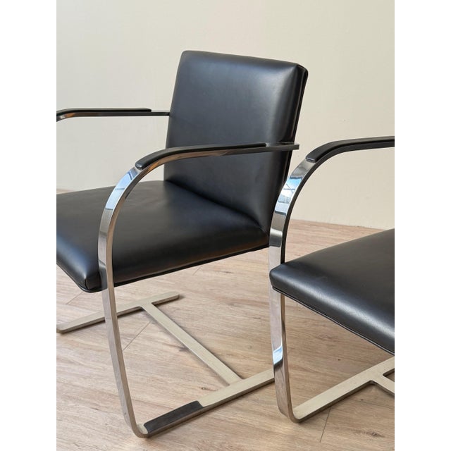 Mid-Century Modern Flat Bar Brno Chairs by Ludwig Mies Van Der Rohe for Knoll, a Pair For Sale - Image 3 of 12
