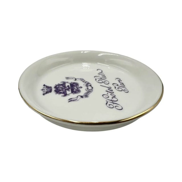 White Vintage 5-Star Hotel Ritz Paris White Porcelain Ashtray Coaster Dish For Sale - Image 8 of 12
