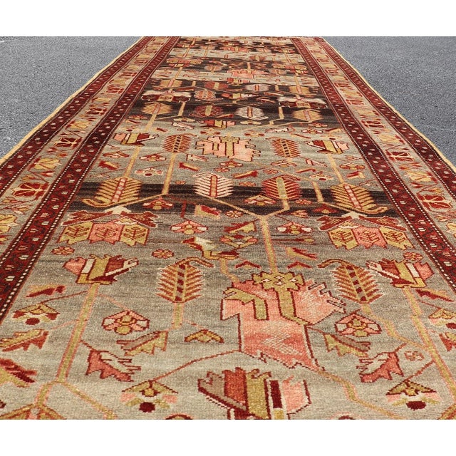 Tribal Antique Persian Malayer Runner With Tree Motif Design 3'8 X 13'1 For Sale - Image 3 of 14