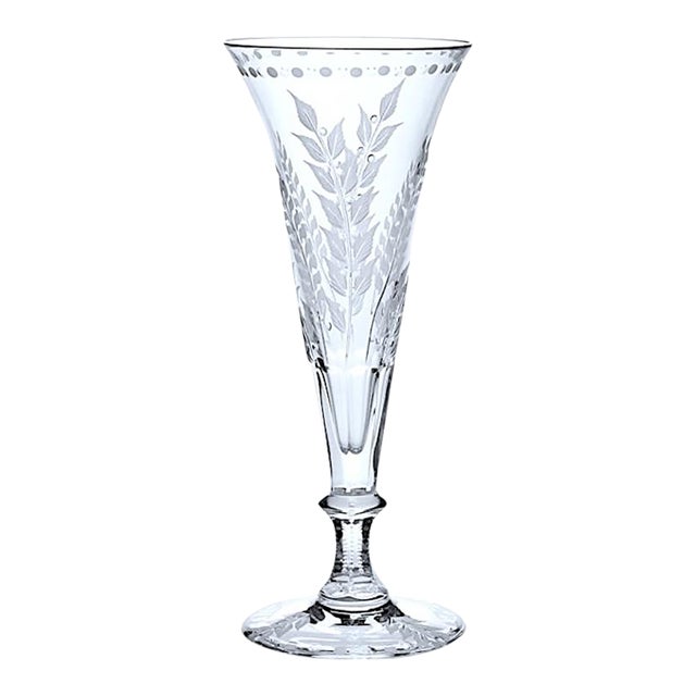 William Yeoward Fern Hand-Cut Crystal Champagne Flute – As New For Sale