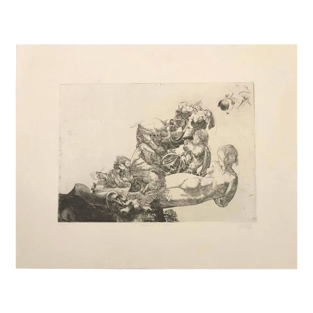 Jean Pierre Velly, Maternité au chat, 1967, Etching on Copper For Sale