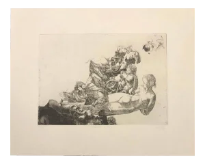 Jean Pierre Velly, Maternité au chat, 1967, Etching on Copper