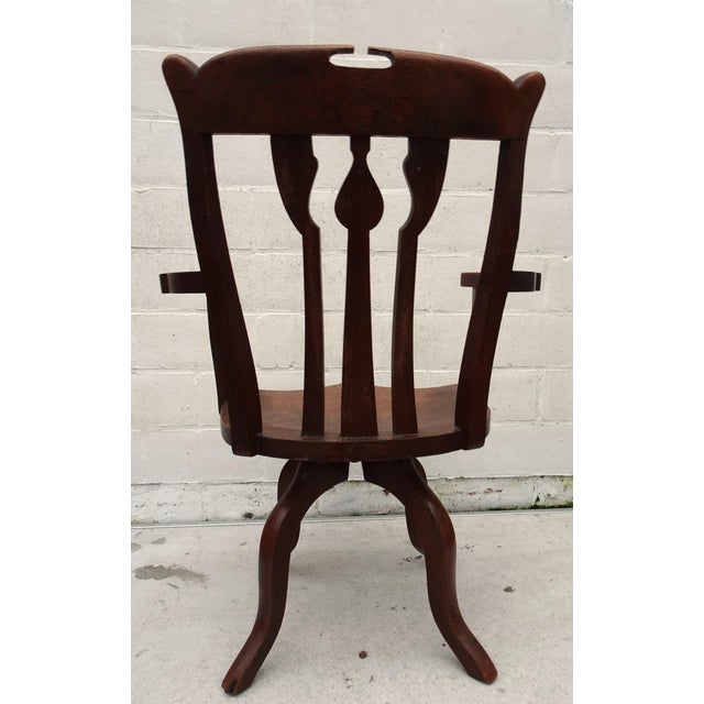 Antique Art Nouveau Swivel Chair in Oak, 1890s For Sale - Image 6 of 17