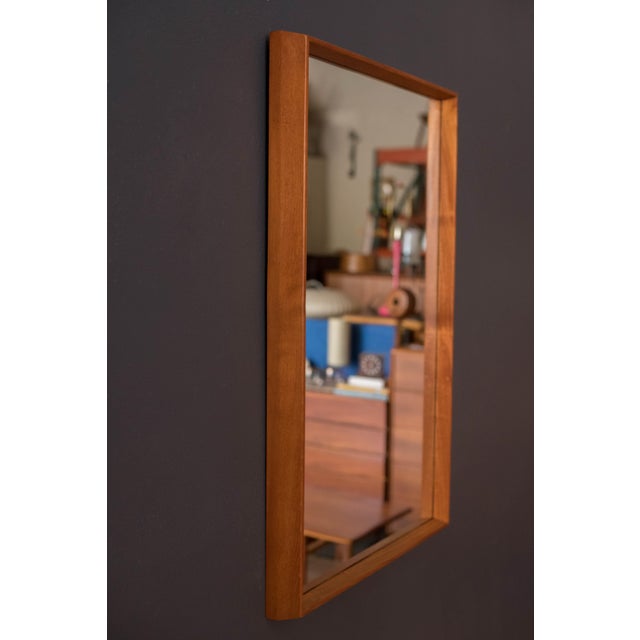 Sculptural Vintage Scandinavian Teak Hanging Wall Mirror For Sale - Image 4 of 10