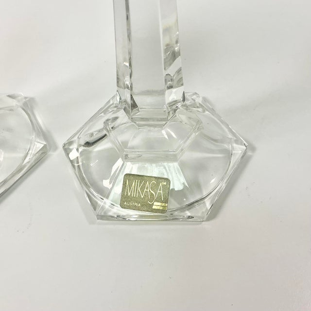 1980s 1980s Vintage Traditional Americana Hollywood Regency Mikasa Crystal Candlestick Holders - A Pair For Sale - Image 5 of 9