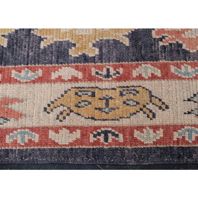 Early 21st Century Turkish Oushak Rug Multicolor Handwoven Tribal Design Rug 5'7" X 7'10" For Sale - Image 5 of 9