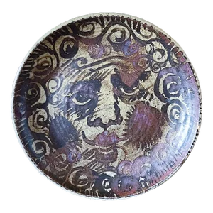 Antique Art Nouveau Ceramic Charger Plate Bowl With Glazed Portrait Face