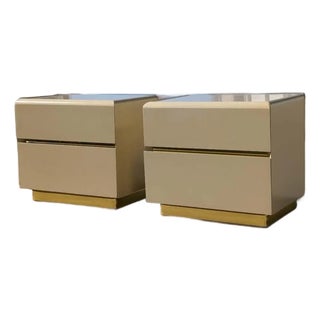 Postmodern Lacquered Waterfall Nightstands by Lane – A Pair, 1980s For Sale