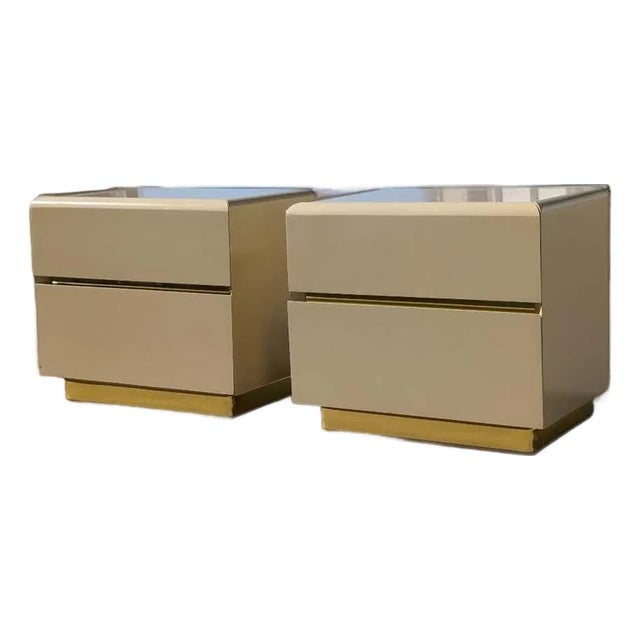 Postmodern Lacquered Waterfall Nightstands by Lane – A Pair, 1980s For Sale
