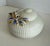 Ceramic Vintage Italian Capodimonte Shell Trinket Box With Blue Floral Accents For Sale - Image 7 of 11