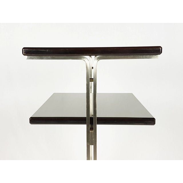 Giulio Moscatelli Brushed Steel & Stained Wood TV Trolley attributed to Giulio Moscatelli for Formanova, 1960s For Sale - Image 4 of 13