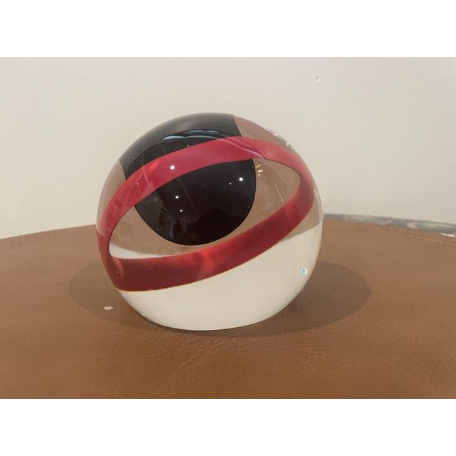 Vintage Czech art glass paperweight in the form of a small hut or house, dating from the 1960s–1970s. The sculptural...