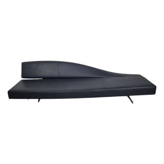 Aspen Chaise Lounge in Dark Charcoal Leather by B&B Itjean-Marie Massaud for Cassina For Sale
