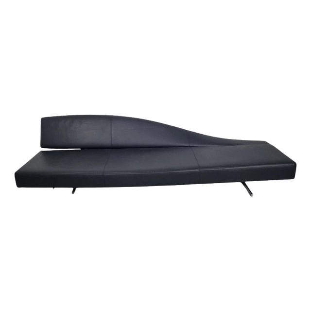 Aspen Chaise Lounge in Dark Charcoal Leather by B&B Itjean-Marie Massaud for Cassina For Sale
