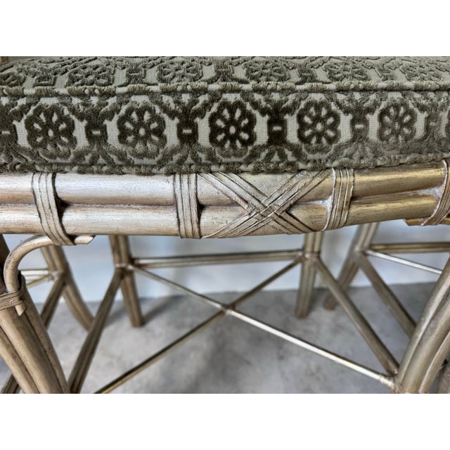 Vintage Classical - Style Rattan & Leather Bar Stools - Set of 3 For Sale - Image 11 of 12