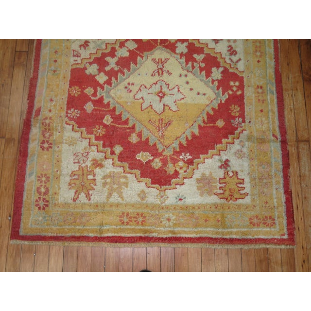 Hollywood Regency Antique Square Turkish Oushak Rug For Sale - Image 3 of 6
