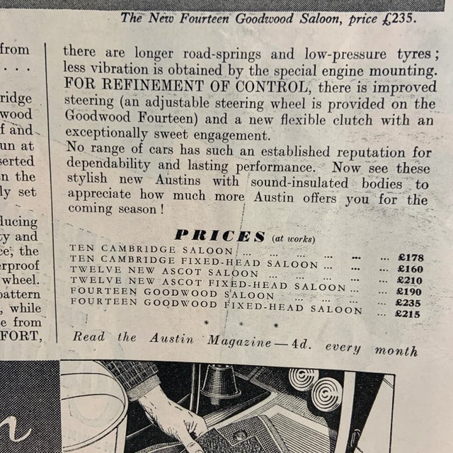 1936 Humber Ad Punch Magazine Print For Sale - Image 4 of 5