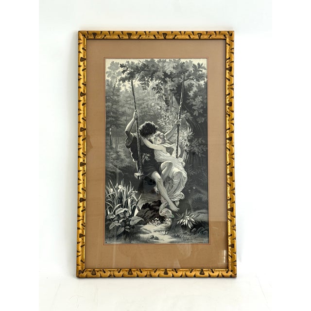 Antique French Neyret Freres Woven Silk Tapestries After p.a. Cot - Framed Pair For Sale - Image 9 of 11