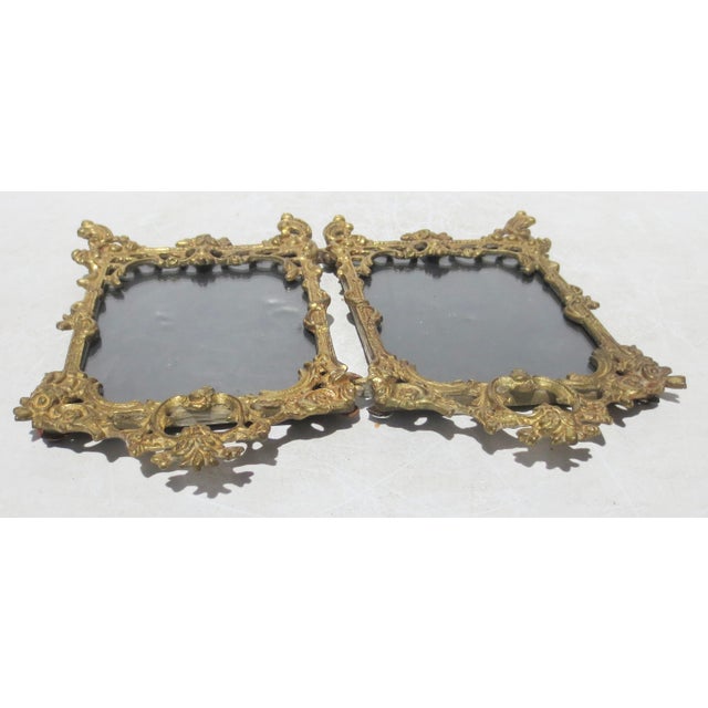 Antique Rococo Cast Brass Portrait Frames Hinged Pair For Sale - Image 4 of 6